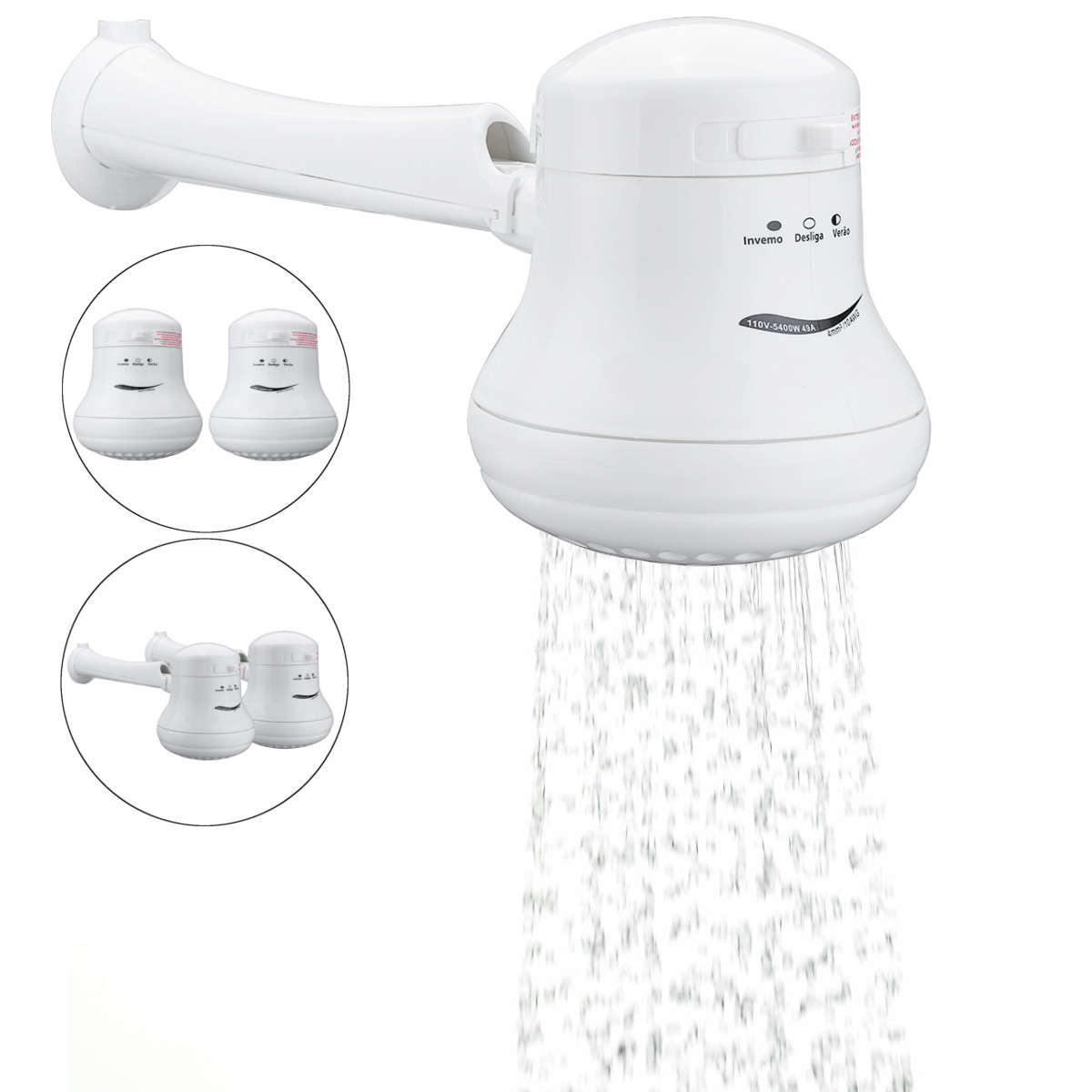 110V/220V-240V 0.8 Inch Electric Shower Head Instant Water Heater 5.7ft Hose