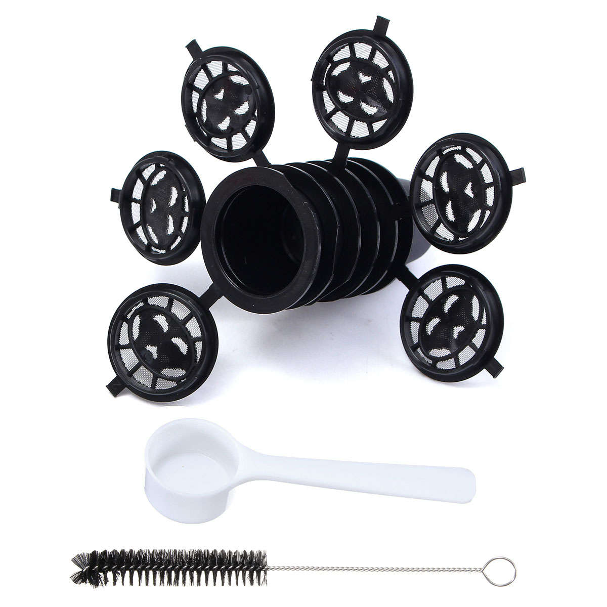 6 Pack Reusable Capsules Refillable Pods With Brush Spoon For Nespresso Coffee Machines