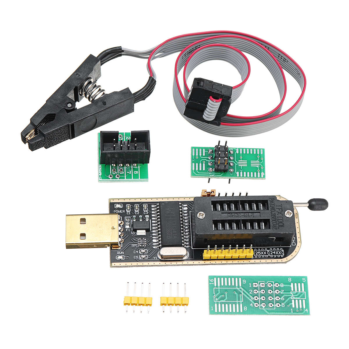 CH341A 24 25 Series EEPROM Flash BIOS USB Programmer + SOIC8 SOP8 Clip Adapter Module - 0.04kg