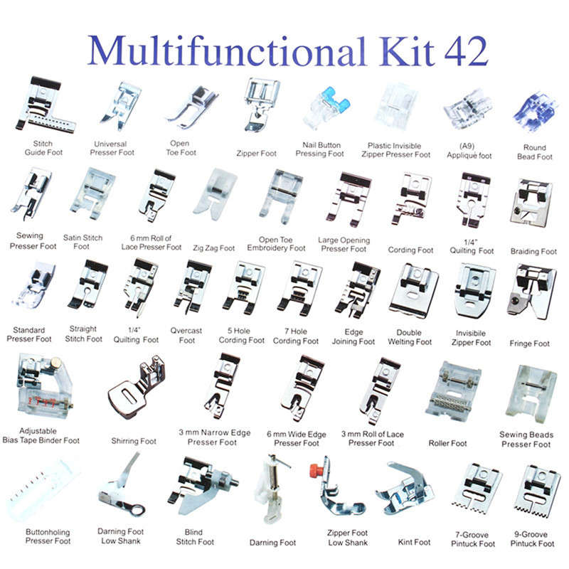 42 PCS Domestic Sewing Machine Foot Presser Feet Kit Sewing Machine Accessories