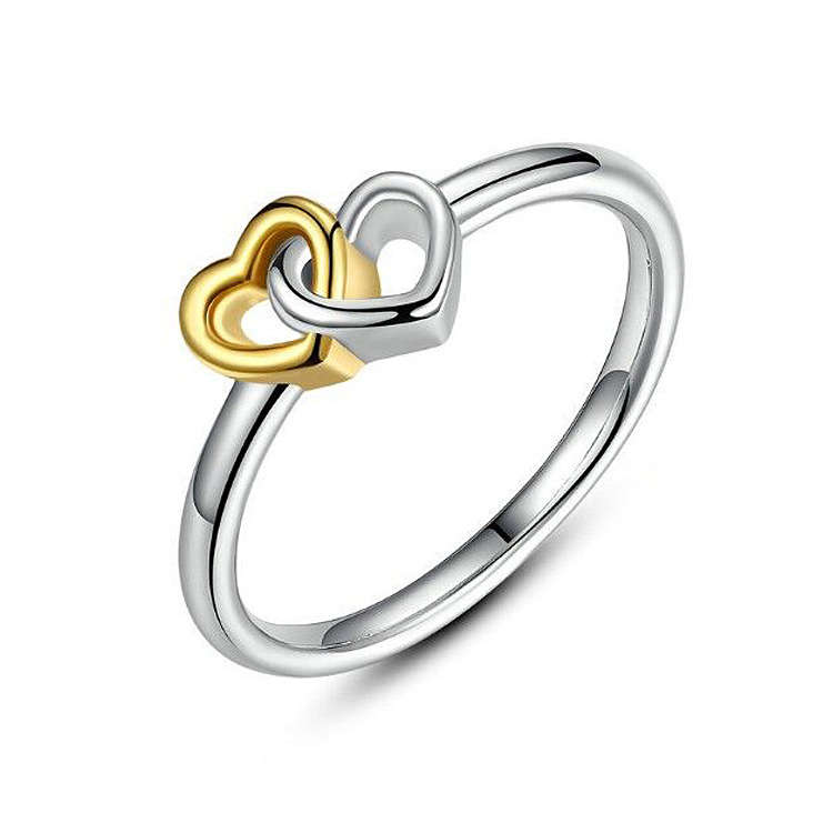 Sweet Gold Silver Heart Women Ring Classic Anallergic (SIZE: 6)