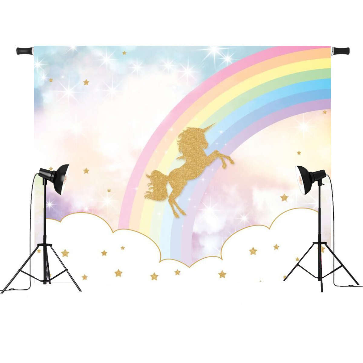 5x3ft 7x5ft Rainbow Sky Gold Unicorn Photography Backdrop Studio Prop Background - 0.31kg