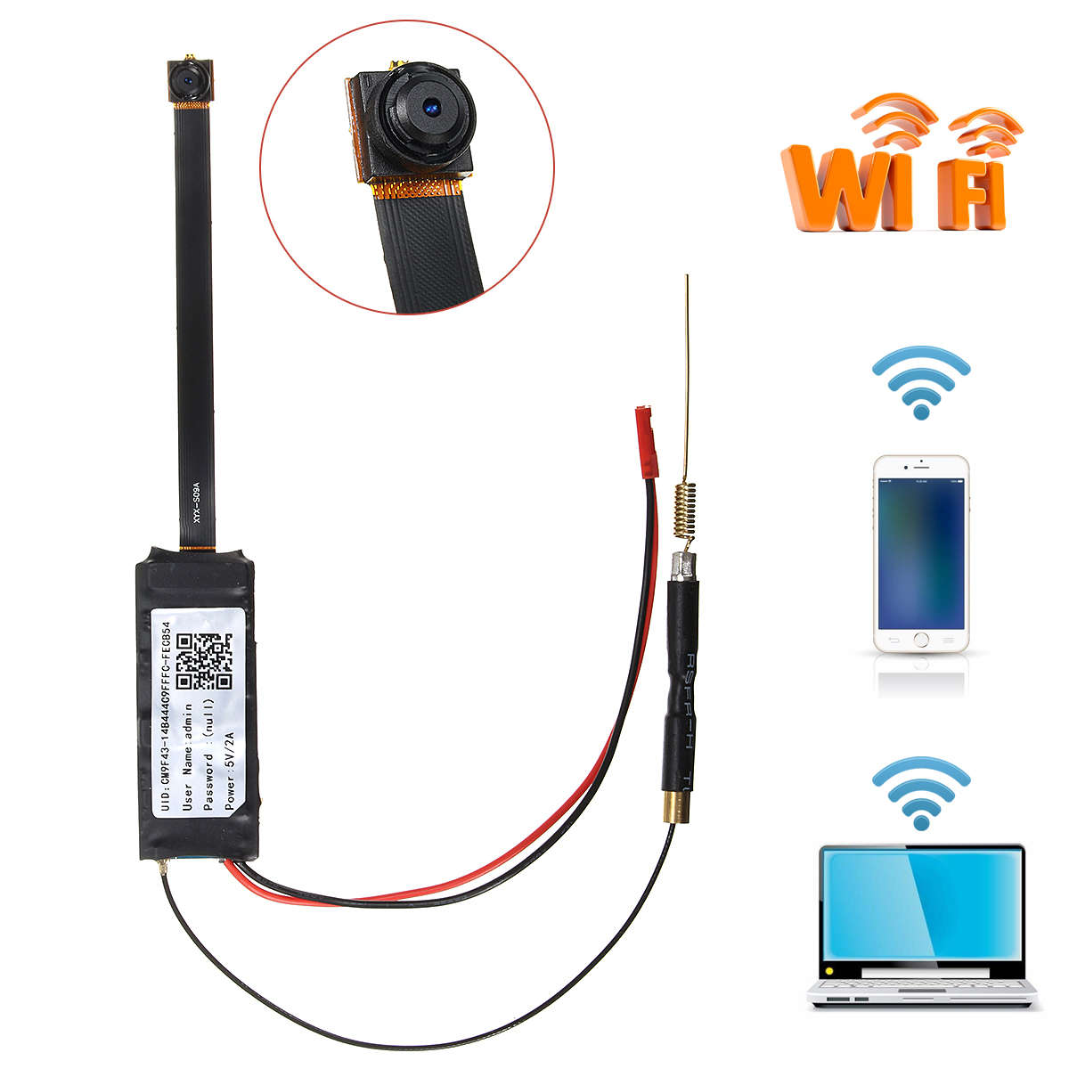 FHD 1080P Wireless WiFi IP Hidden Camera DIY Module Mini DV Motion Nanny Cam - 0.14kg