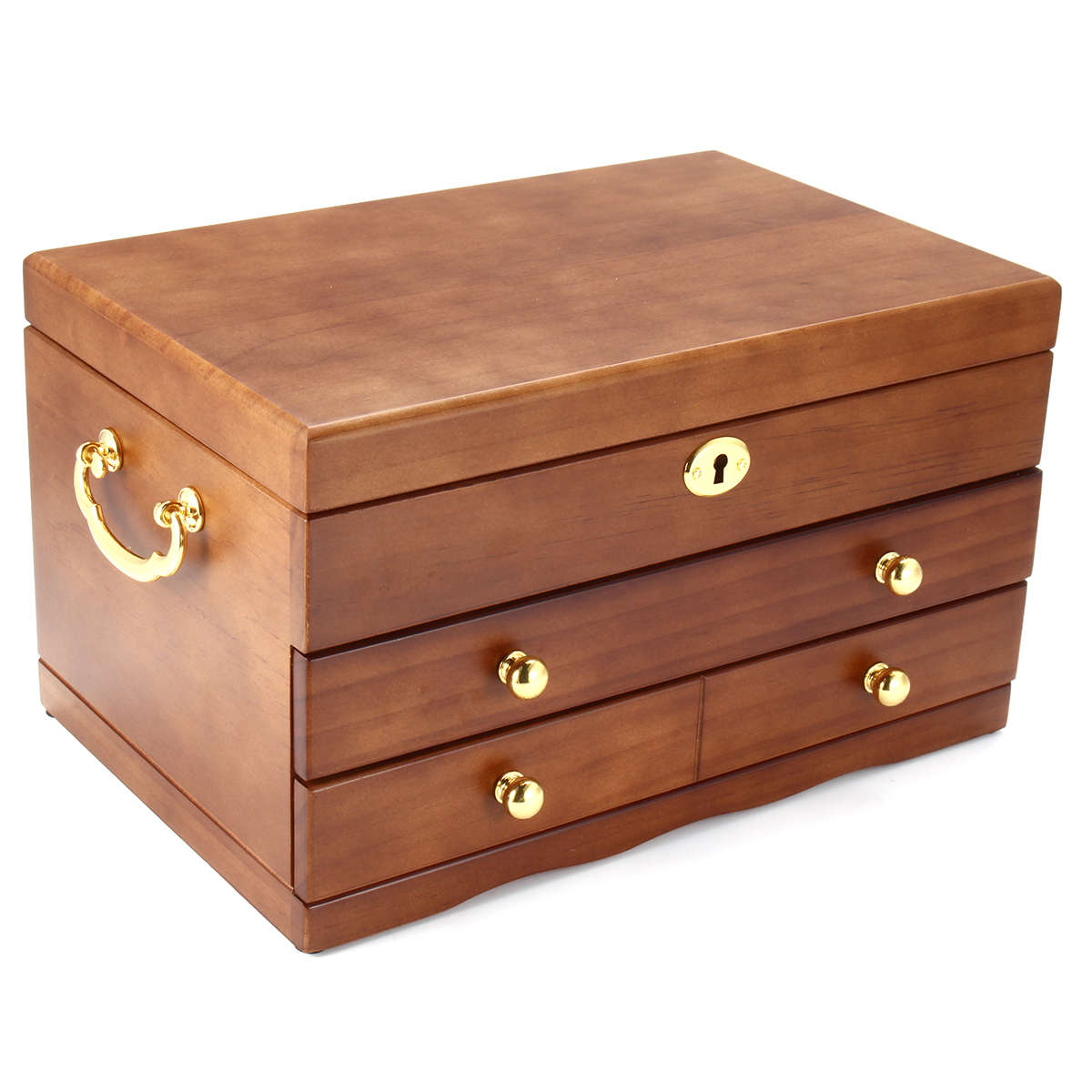 Luxury 3 Layers Wooden Jewelry Box Bracelet Necklace Ring Storage Case Display Holder