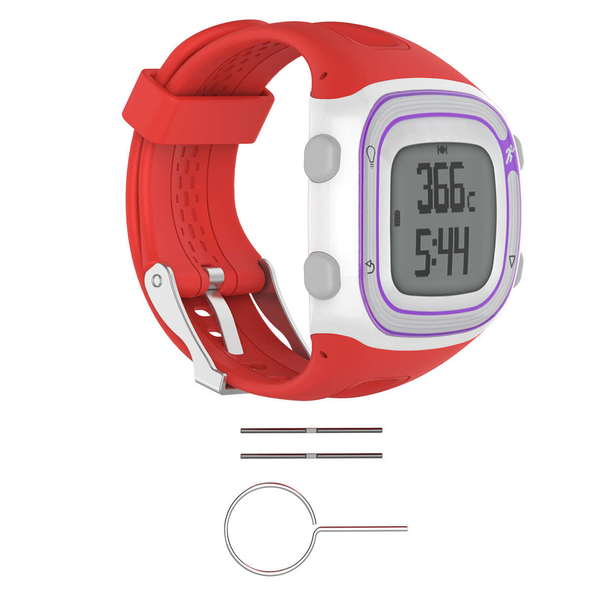 Silicone Wrist Band Strap +Tools  for Garmin Forerunner 10/15 GPS Running ... (COLOR: RED | SIZE: S)