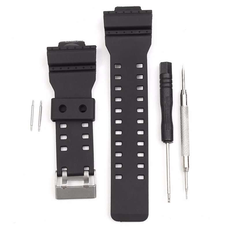 Strap Band With Pins Fits For Casio G Shock 16mm GA-100 G-8900 GW-8900