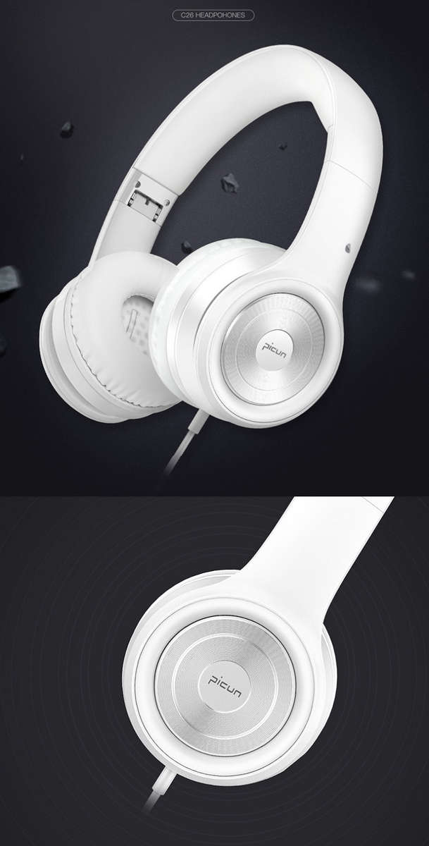 Picun Wired Headphone 3.5mm Stereo HIFI Noise Cancelling Gaming Handsfree Headset Earphone With Mic