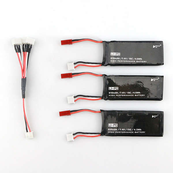 Hubsan H502S H502E RC Quadcopter Spare Parts 3 x 7.4V 15C 610mAh Battery & Charging Cable Set