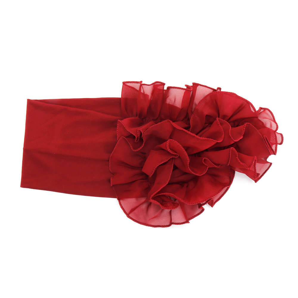 Women Winter Chiffon Muslin Flower Turban (COLOR: RED)