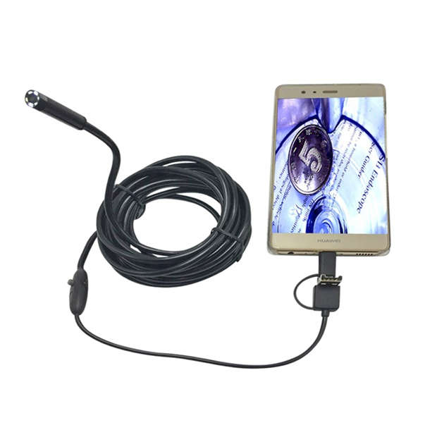 3-in-1 7mm 6LED Waterproof Endoscope Android USB Type C Port Borescope Inspection Ca... (LENGTH: 5M)