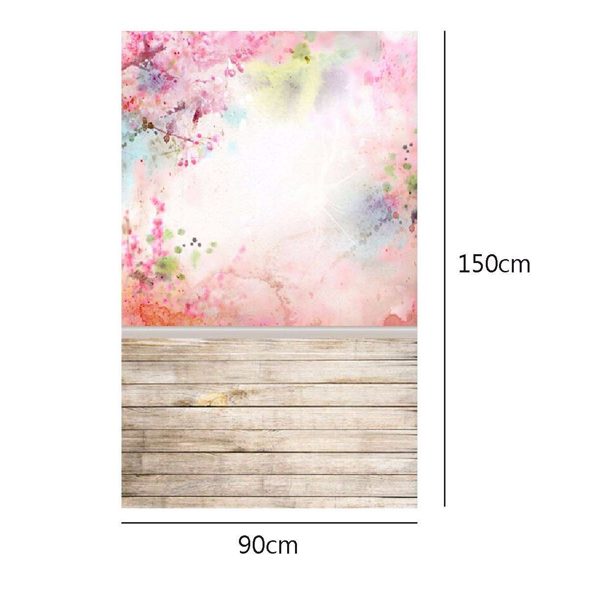 3x5ft Vinyl Retro Wood Wall Pink Sakura Photography Background Studio Photo Prop Backdrop - 0.14kg