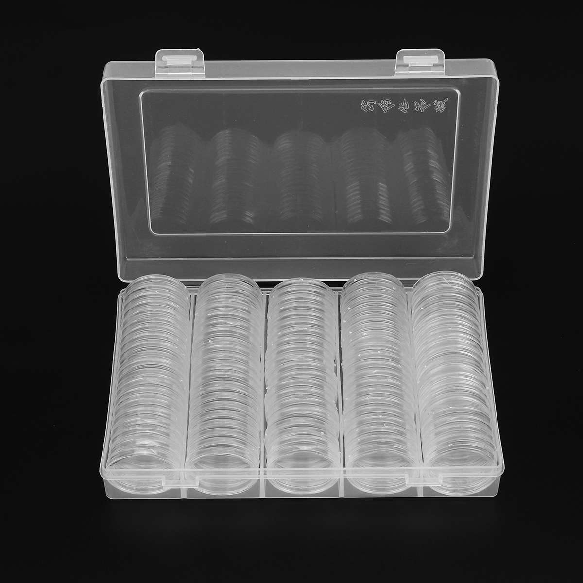 100Pcs Clear Round Coin Case Capsule Container Coin Holder Storage Box For 25/27/30mm