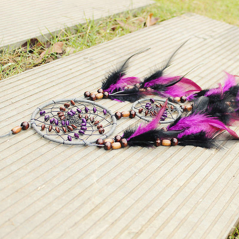 New Feather Crafts Dream Catcher Wind Chimes Handmade Decorations Net With Feather Beads  for Wall H