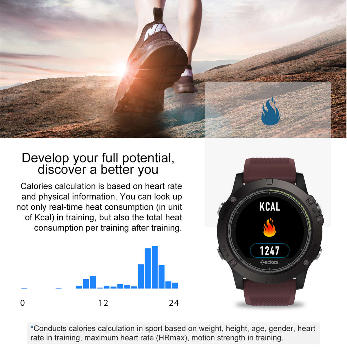 Zeblaze VIBE 3 HR Rugged Inside Out HR Monitor 3D UI All-day Activity Record 1.22' IPS Smart Watch