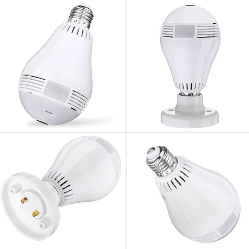 New 360 Degree FishEye Panoramic Full HD 1080P WiFi IR Camera Light Bulb Remote Monitoring
