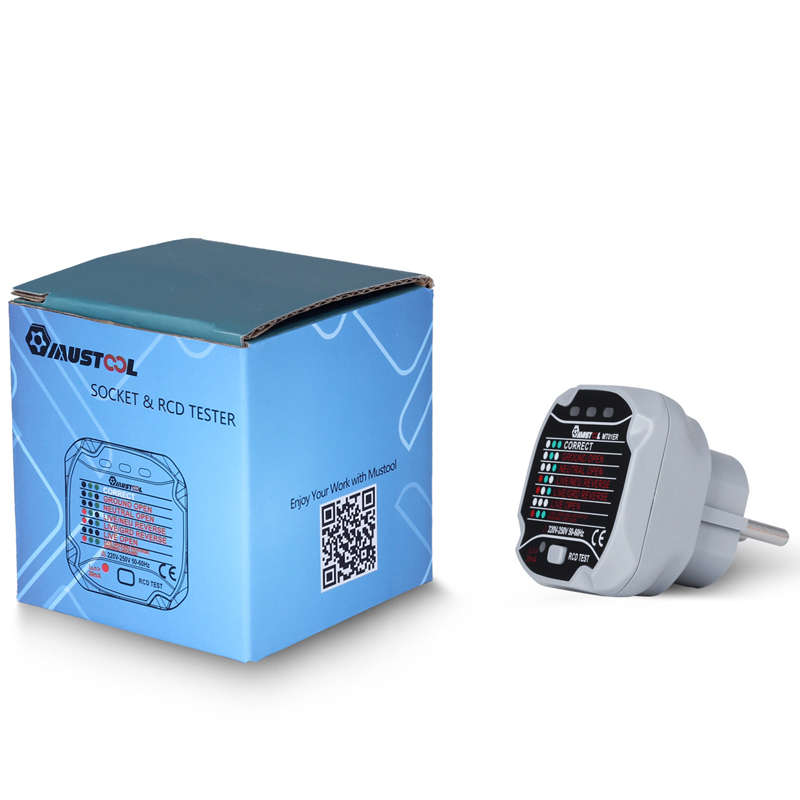 MUSTOOL MT01ER Socket Tester Leakage Switch Tester Live Wire Neutral Wire Ground Wire Tester EU Plug
