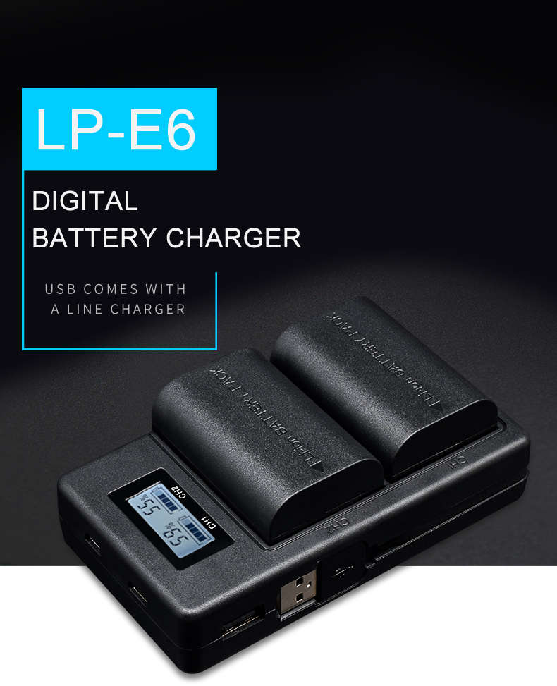 Palo LP-E6-C USB Rechargeable Battery Charger Mobile Phone Power Bank for Canon LP-E6 - 0.11kg
