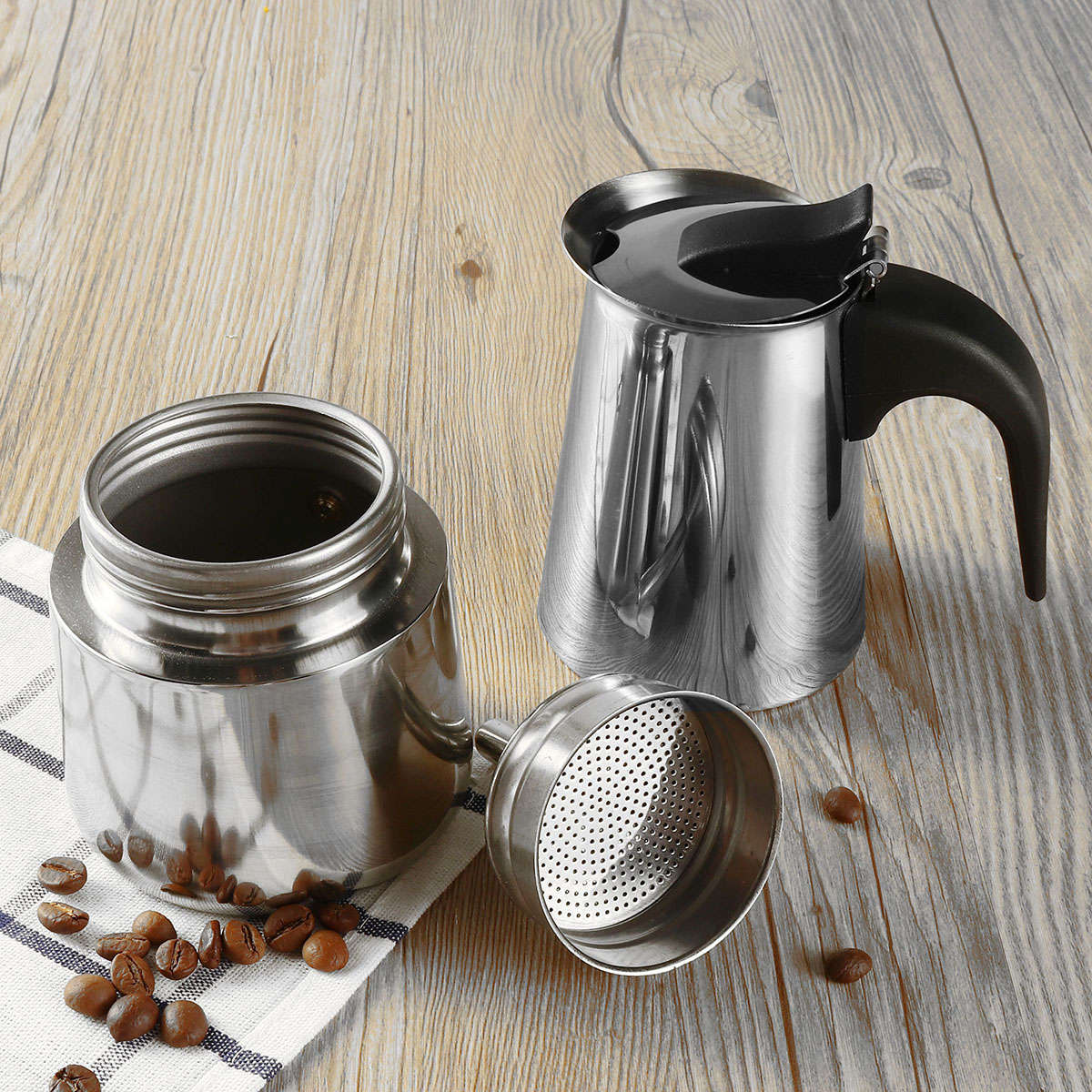 100/200/300/450ML Stainless Steel Moka Espresso Maker Pot Filter Coffee Cook