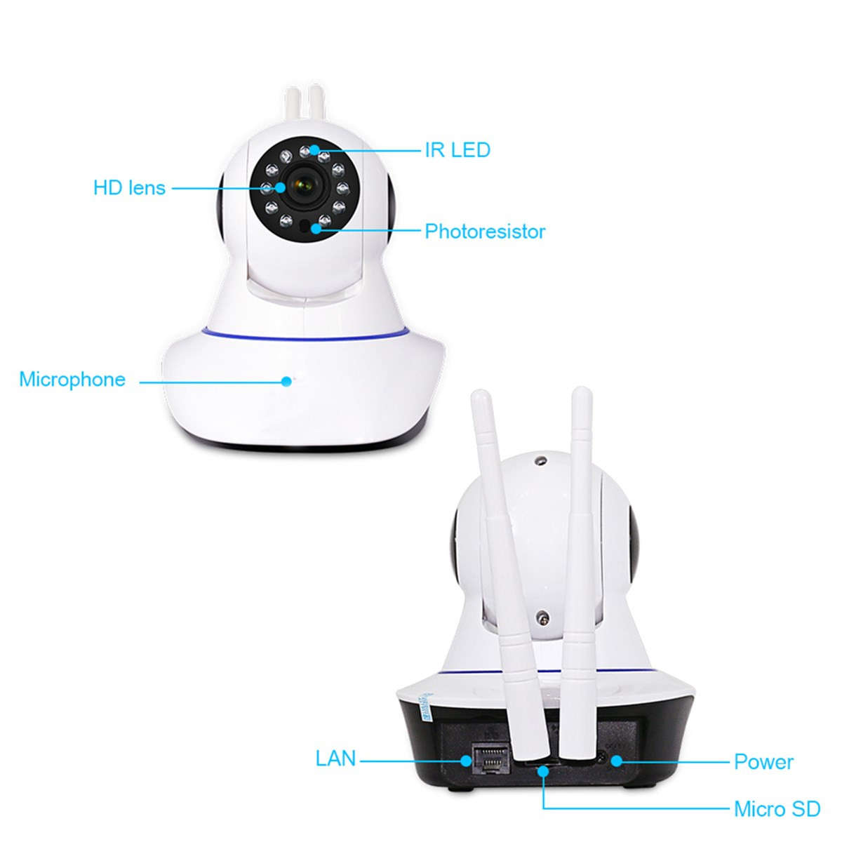 1080P 360 Panoramic Wireless Wifi Security IP Camera Monitor Night Vision CCTV - 0.35kg