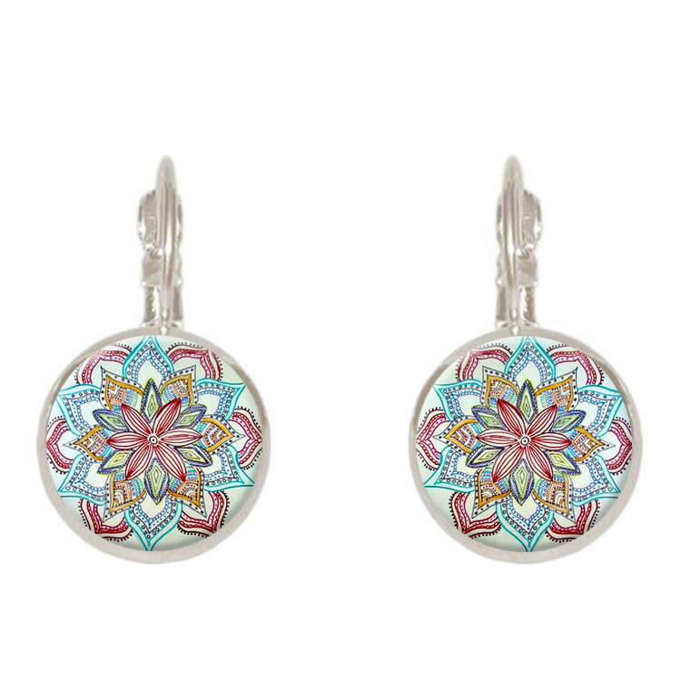 an Vintage Ear Drop Copper Colorful Flower Earrings