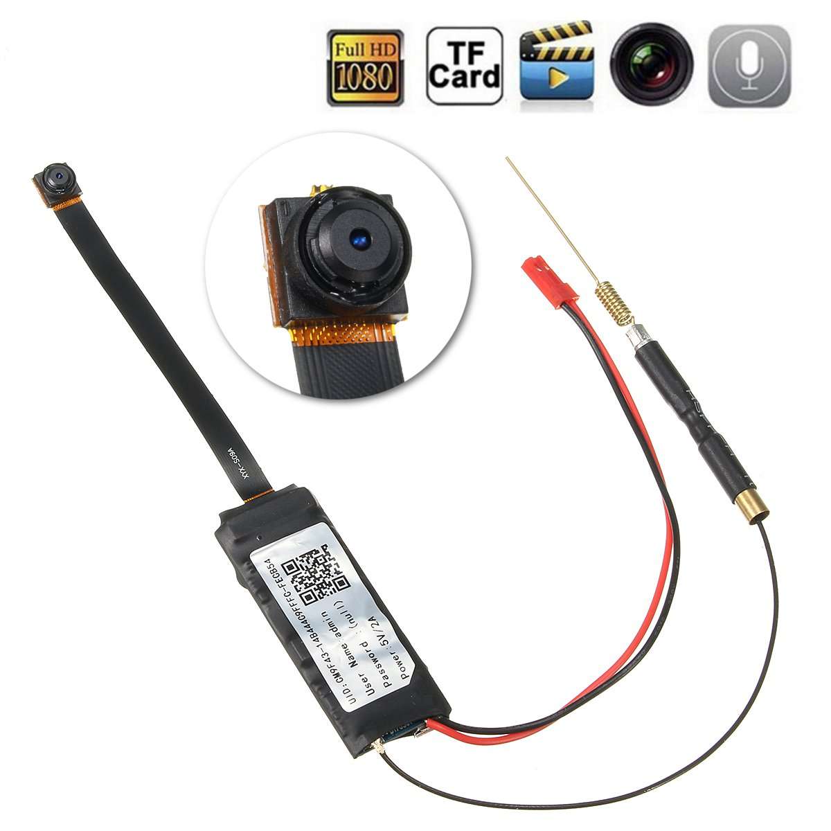 FHD 1080P Wireless WiFi IP Hidden Camera DIY Module Mini DV Motion Nanny Cam - 0.14kg