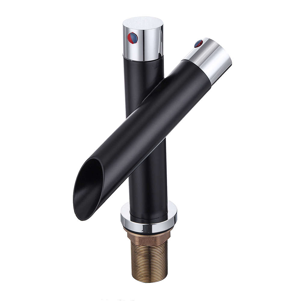 Kitchen Unique Single Handle Black Bathroom Bath Basin Sink Mixer Tap Waterfall Faucet