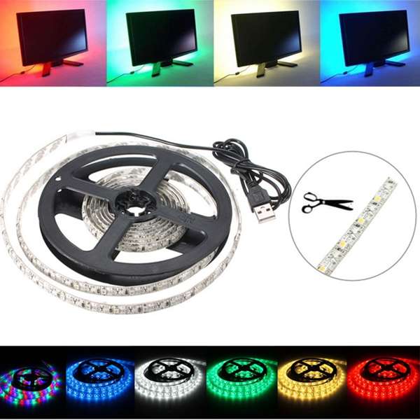 200CM 3528 120LED 9.6W USB LED Strip Light TV Background Lighting IP65 Kit 5V (COLOR: BLUE)
