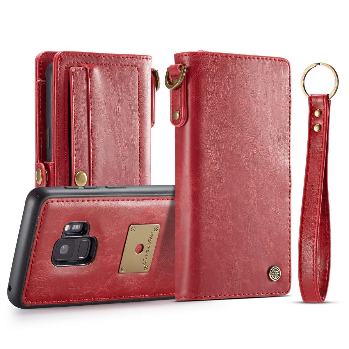 Caseme Detachable Wallet Protective Case For Samsung Galaxy S9 (COLOR: RED)