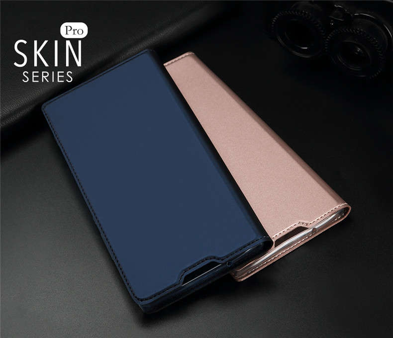 DUX DUCIS Shockproof Flip PU Leather Card Slot Full Cover Protective Case for OnePlus 6T - 0.09kg