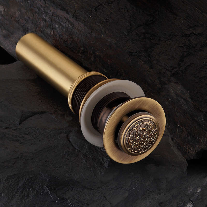 WANFAN PLF00A11XX Antique Brass Chinese Dragon Style Bathroom basin waste Pop Up Waste Vanity Vessel