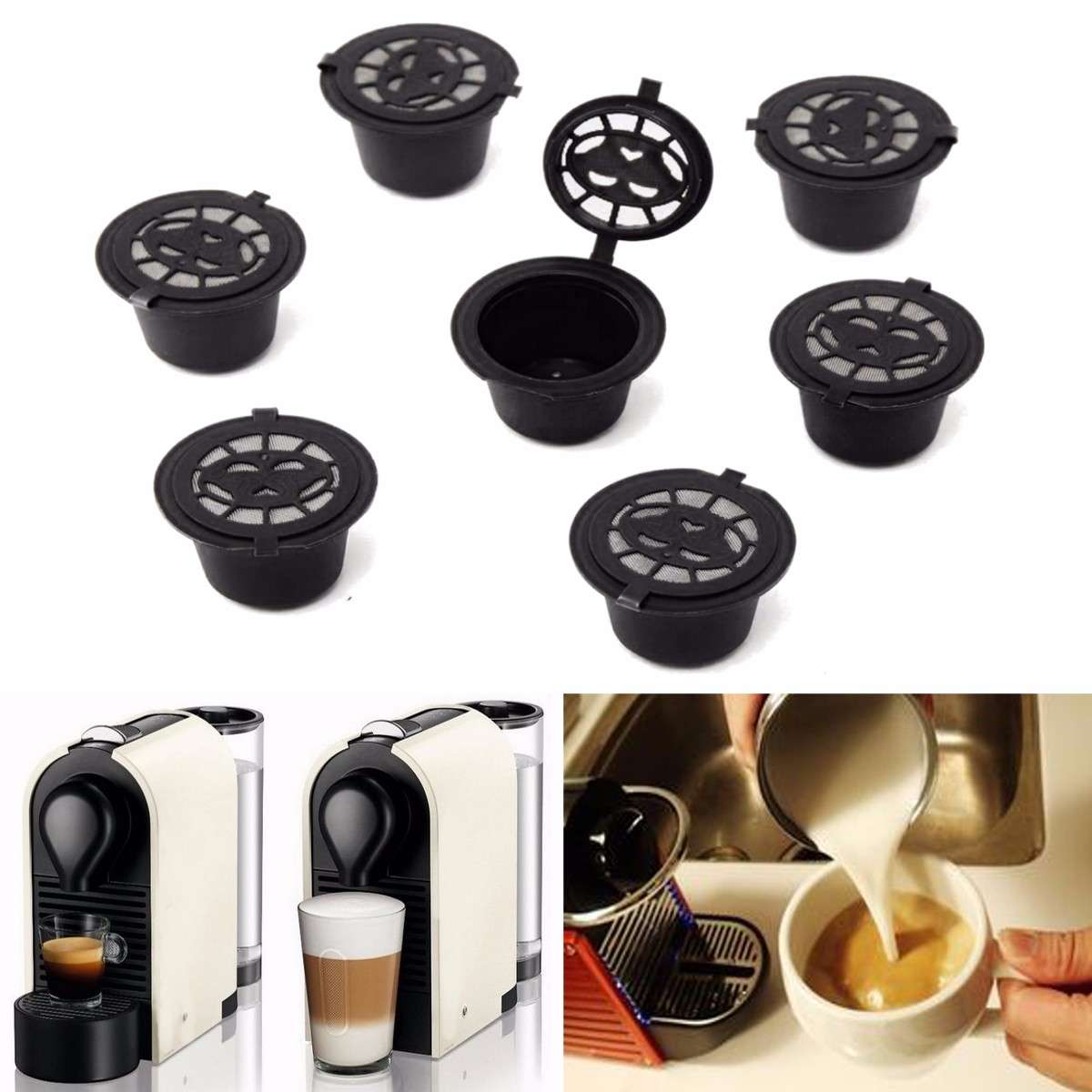 8Pcs Set Refillable Reusable Coffee Capsules Pod Reusable Refilling Filter for Nespresso Machine