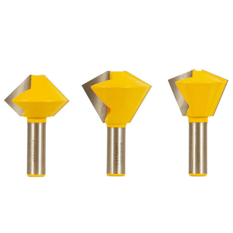 3Pcs 1/2 Inch Shank Bird's Mouth Router Bit Set Wood Milling Woodworking Cutter