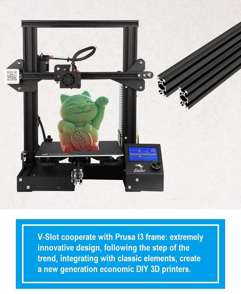 Creality 3D Ender-3 V-slot Prusa I3 DIY 3D Printer Kit 220x220x250mm Printing Size - 8.14kg