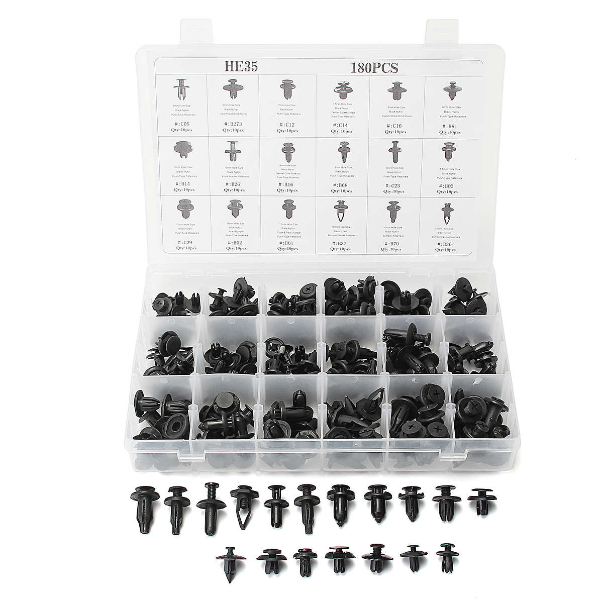 180 Pcs Car Automotive Pushpin Rivet Trim Clip Assortment Kit For Honda For
