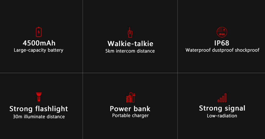 ioutdoor T2 IP68 Waterproof 2.4'' 4500mAh UHF Walkie Talkie Bluetooth Dual SIM Card Feature Phone -