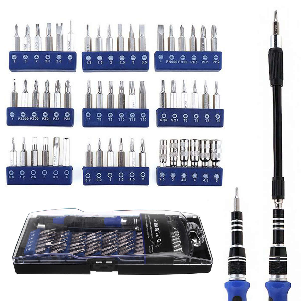 75 in 1 Screwdriver Socket Bit Set Kit + PC Phone Repair Opening Tool Kit Ruler Tongs Tweezers Remov