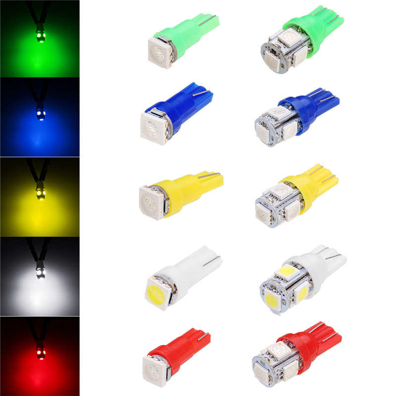 Set 25pcs T5 5050 1SMD 10pcs T10 5050 5SMD LED Car Side Marker Lights Wedge Reading Instrument Bulbs