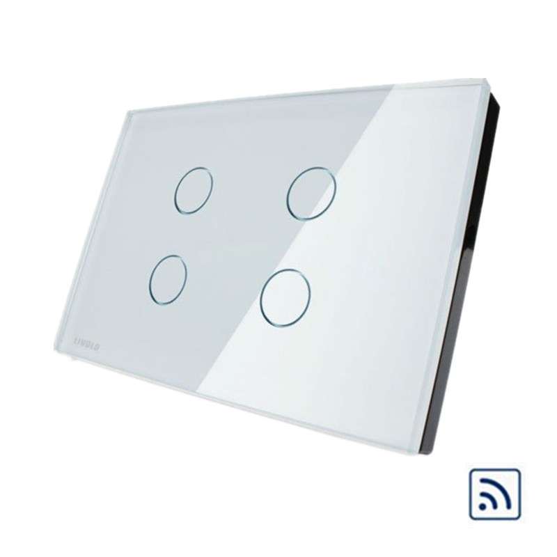 Livolo White Crystal Glass Touch&Remote Switch VL-C304R-81 AC110-250V