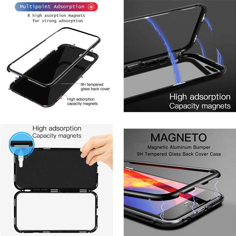 Bakeey 360 Magnetic Adsorption Metal Tempered Glass Protective Case for Huawei P20/P20 Lite/P20 Pro