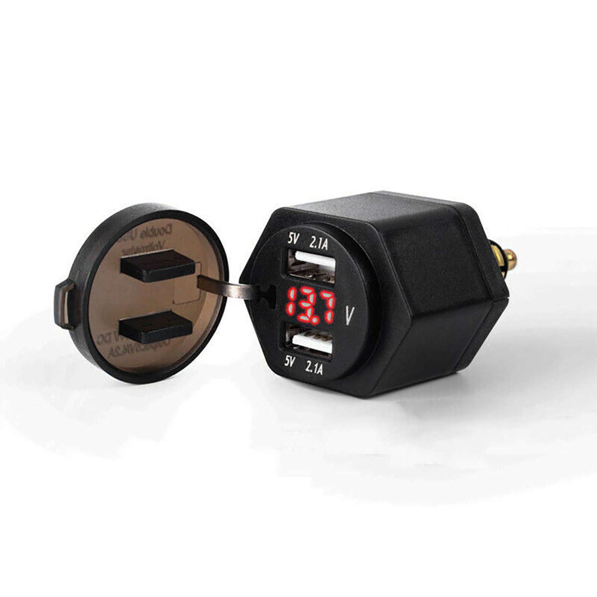 4.2A Dual USB Motorcycle Charger Adapter LED Voltmeter For BMW R1200GS R1200RT F800GS F650GS Din Hel