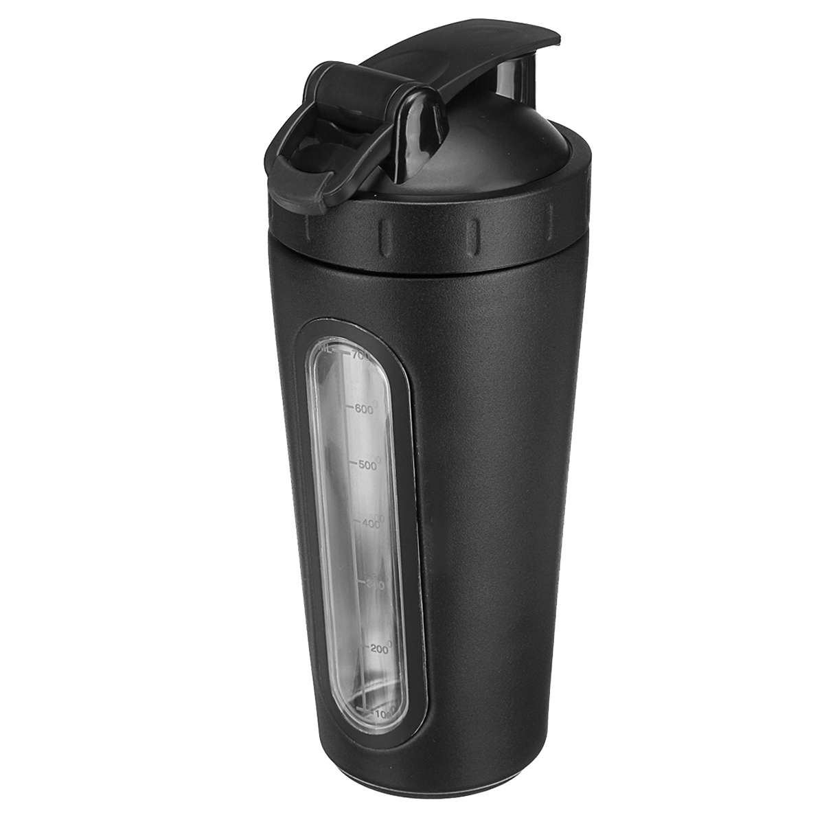 Stainless Steel Water Bottle Sport Gym Fitness Protein Shaker Blender Cup 700ml (COLOR: BLACK)