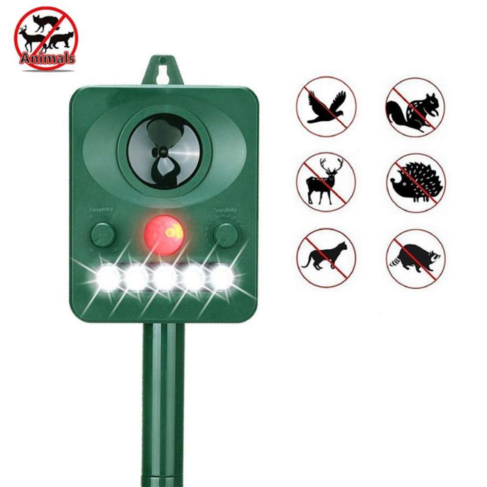 Solar Ultrasonic Animal Repeller Bird Dog Cat Repellent PIR Signal LED Strobe Light for Garden Yard