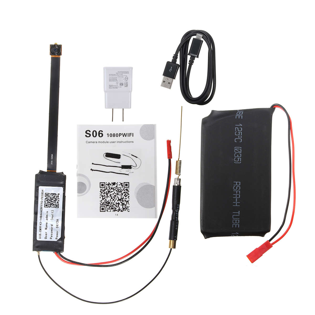 FHD 1080P Wireless WiFi IP Hidden Camera DIY Module Mini DV Motion Nanny Cam - 0.14kg