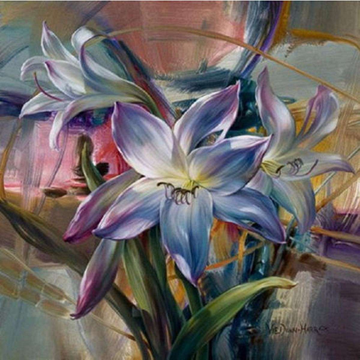 40X50CM New Beauty Purple Lily Painting DIY Self Handicraft Paint Kit Unframed Home Decoration