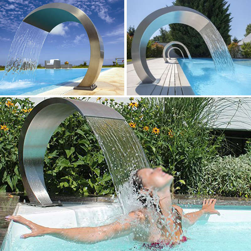 6030cm Stainless Steel Pool Accent Fountain Pond Garden Swimming Pool Waterfall Feature Faucet
