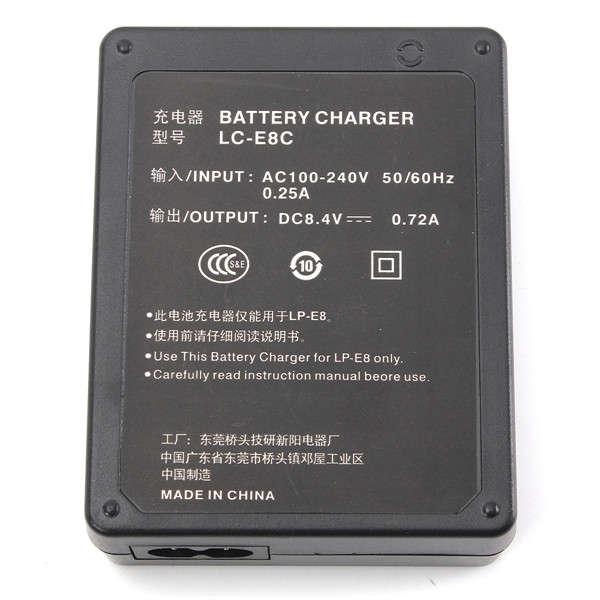 LC-E8C Battery Charger AC Power Cord for Canon550D 600D 650D 700D EOS 550D Rebel T2i Camera