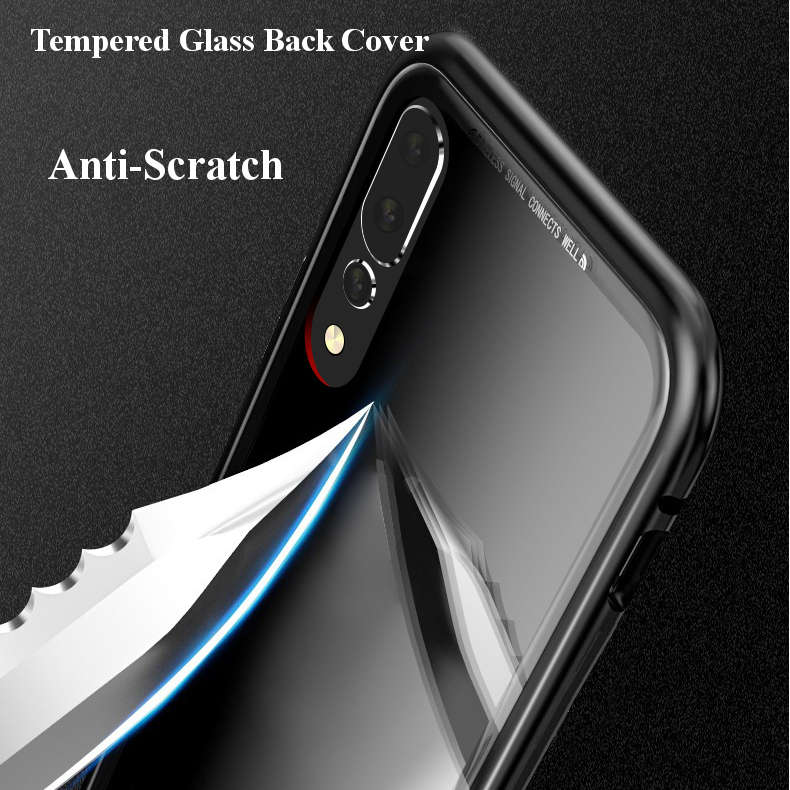 Bakeey 360 Magnetic Adsorption Metal Tempered Glass Protective Case for Huawei P20/P20 Lite/P20 Pro