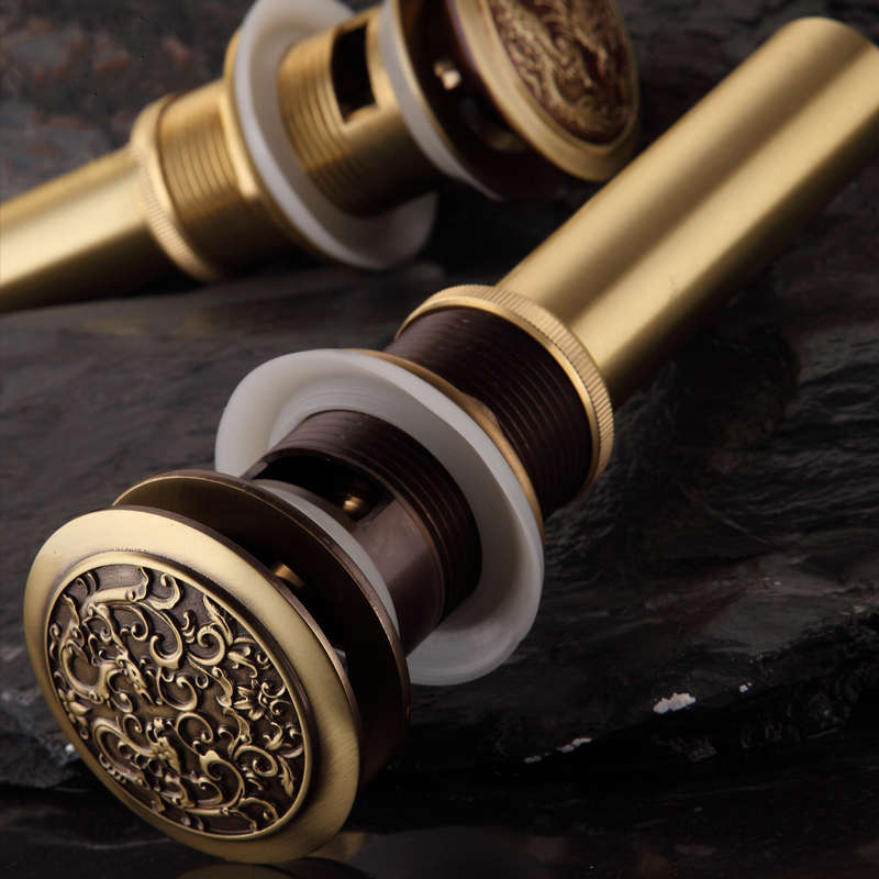 WANFAN PLF00A11XX Antique Brass Chinese Dragon Style Bathroom basin waste Pop Up Waste Vanity Vessel