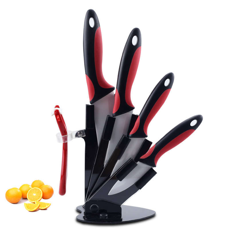 MYVIT Acrylic Black Knife Holder for 3" 4" 5" 6" Knife + Peeler Knife Blocks Stand For Ceramic Knife