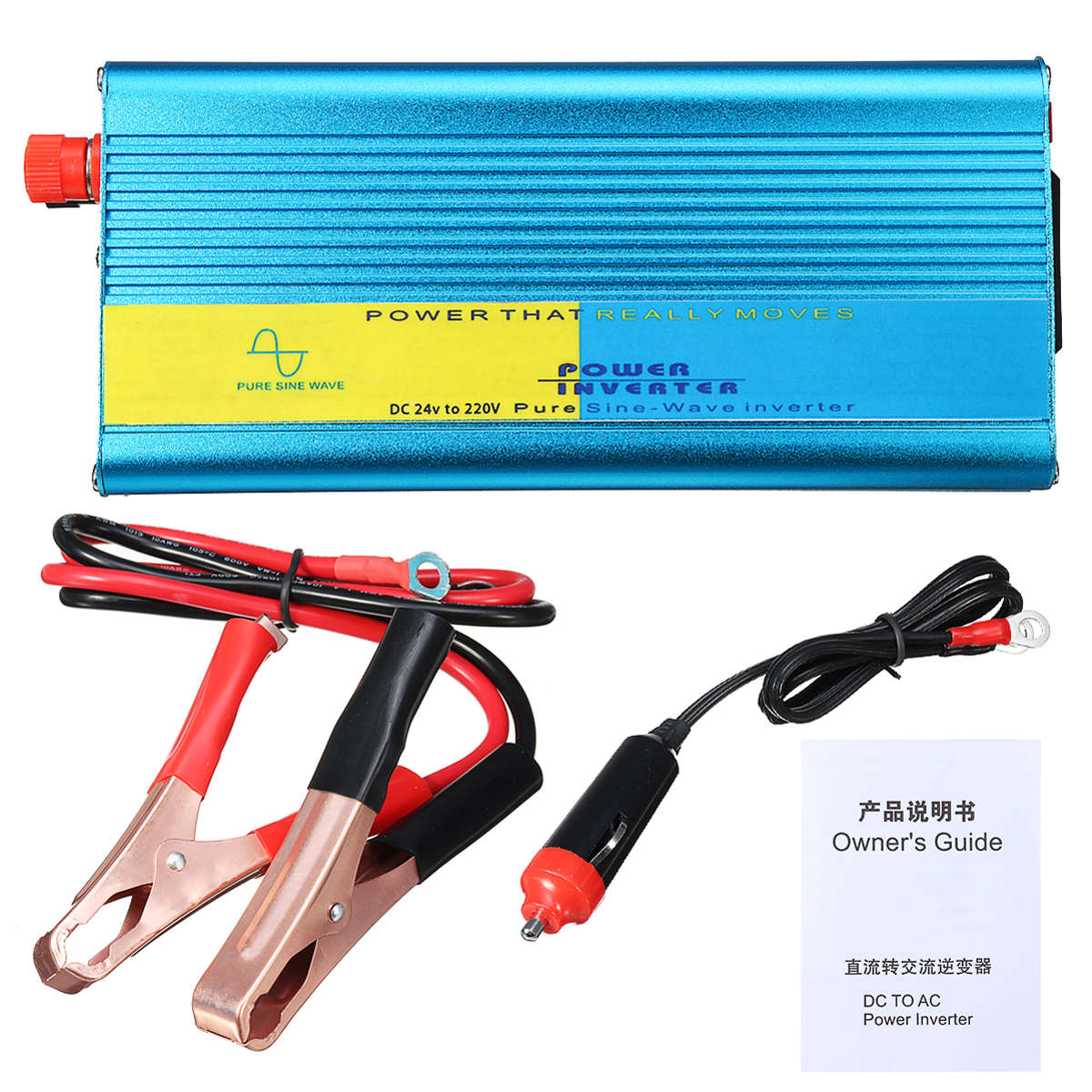 Intelligent 1200W 12V/24V to 220V Pure Sine Wave Power Inverter